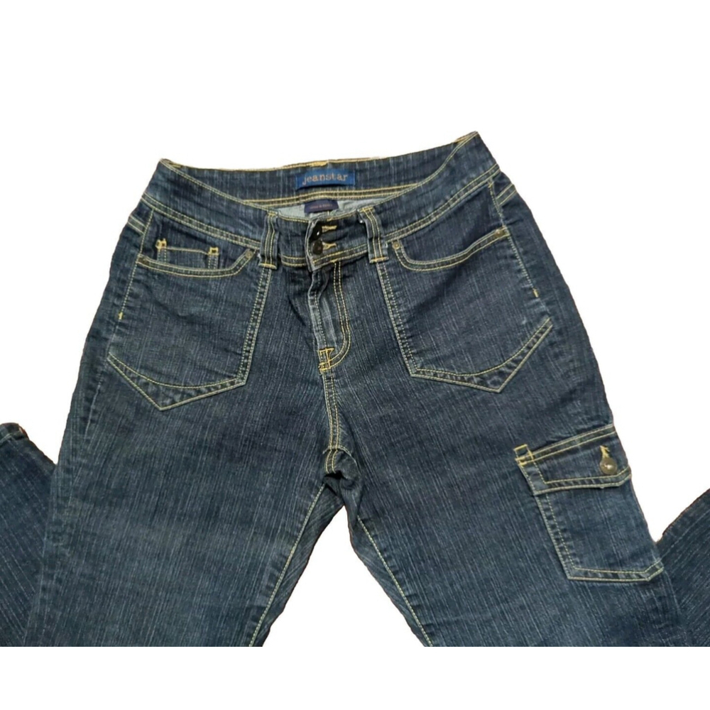 Jeanstar Size 8 Capri Medium Wash Blue Jeans Pants straight leg 32" W High Waist - Picture 5 of 16